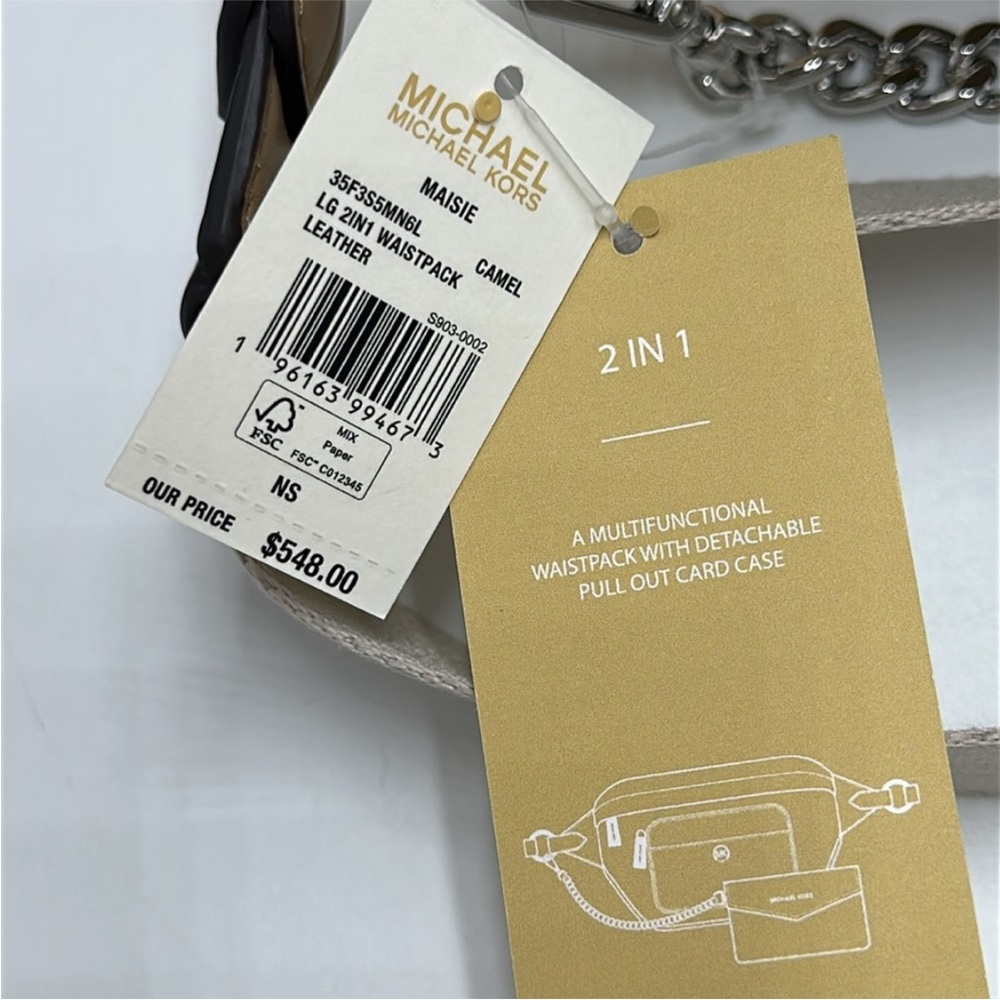 Michael Kors Maisie Lg Pebbled Leather 2-in-1 Sling Pack Fanny Pack Waist Belt - Picture 8 of 16